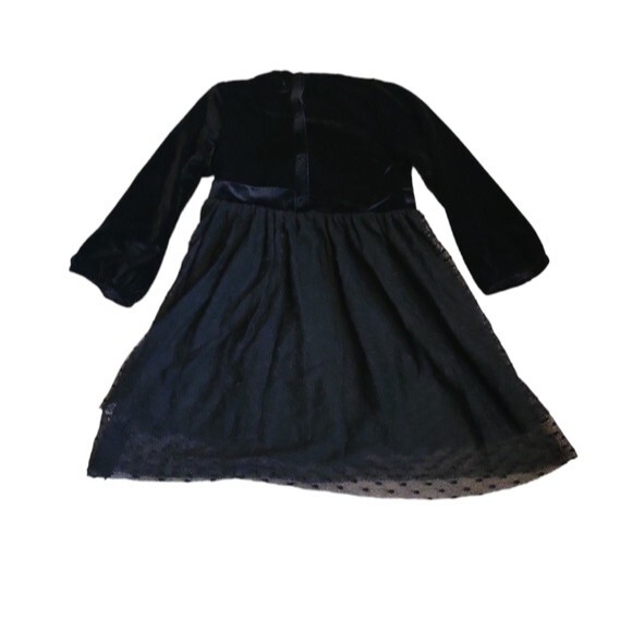 Lil Lemons NWT  Girls black velvet and lace long sleeve dress Size 4T - Picture 3 of 9